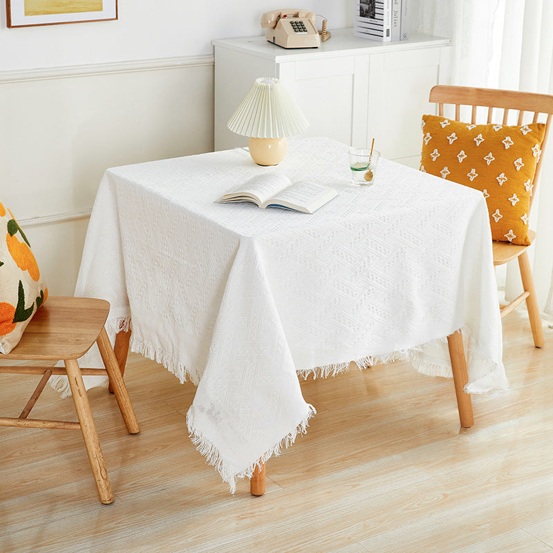 Cotton and Linen Waffle Tablecloth, Washable Table Cover for Dining & Coffee Tables