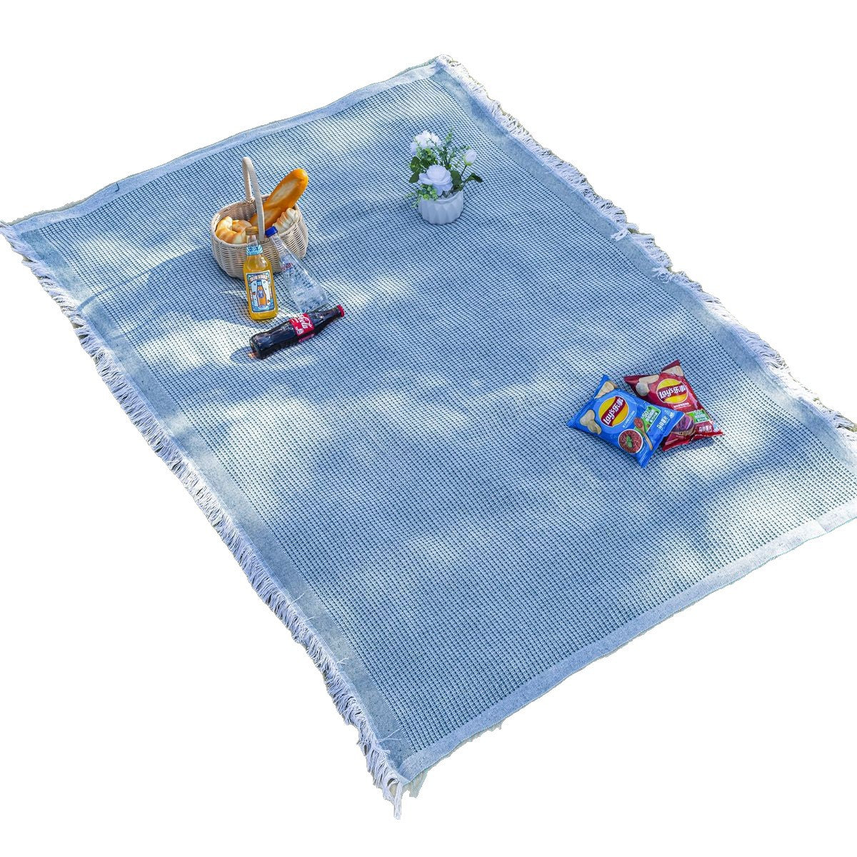 Cotton Picnic Blanket, Washable Camping Mat for Beach, Park & Lawn