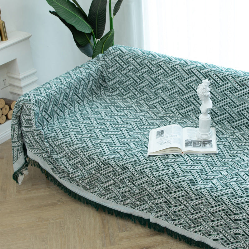 Sofa Cover Solid Color Non-Slip And Stain-Resistant Nordic Simple Sofa Cover Autumn And Winter Internet Celebrity Casual Blanket Waffle Cushion