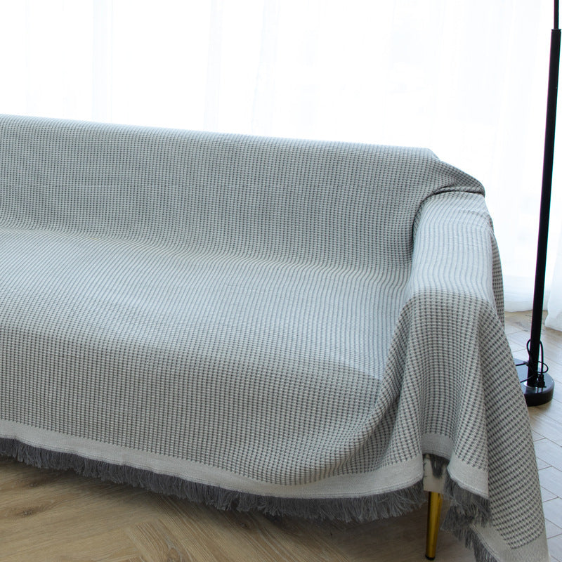 Sofa Cover Solid Color Non-Slip And Stain-Resistant Nordic Simple Sofa Cover Autumn And Winter Internet Celebrity Casual Blanket Waffle Cushion