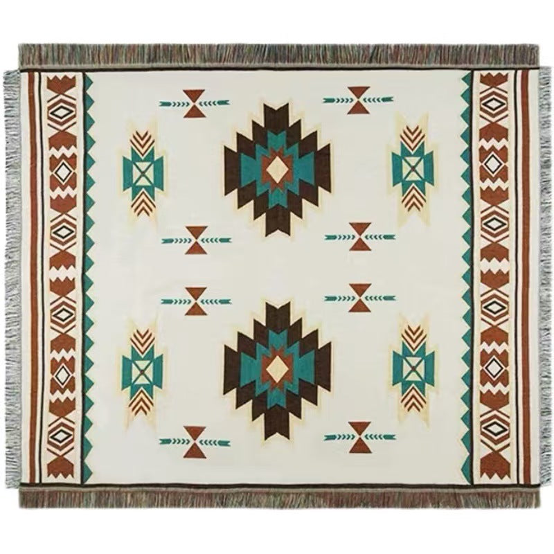 Boho Outdoor Picnic Blanket, Retro Camping Mat for Beach, Park & Tents