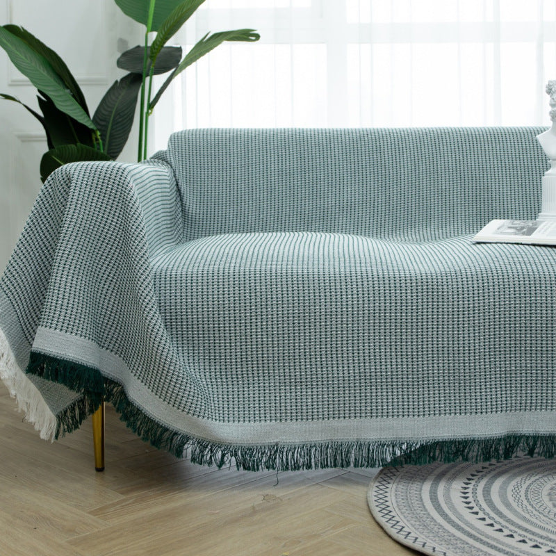 Sofa Cover Solid Color Non-Slip And Stain-Resistant Nordic Simple Sofa Cover Autumn And Winter Internet Celebrity Casual Blanket Waffle Cushion