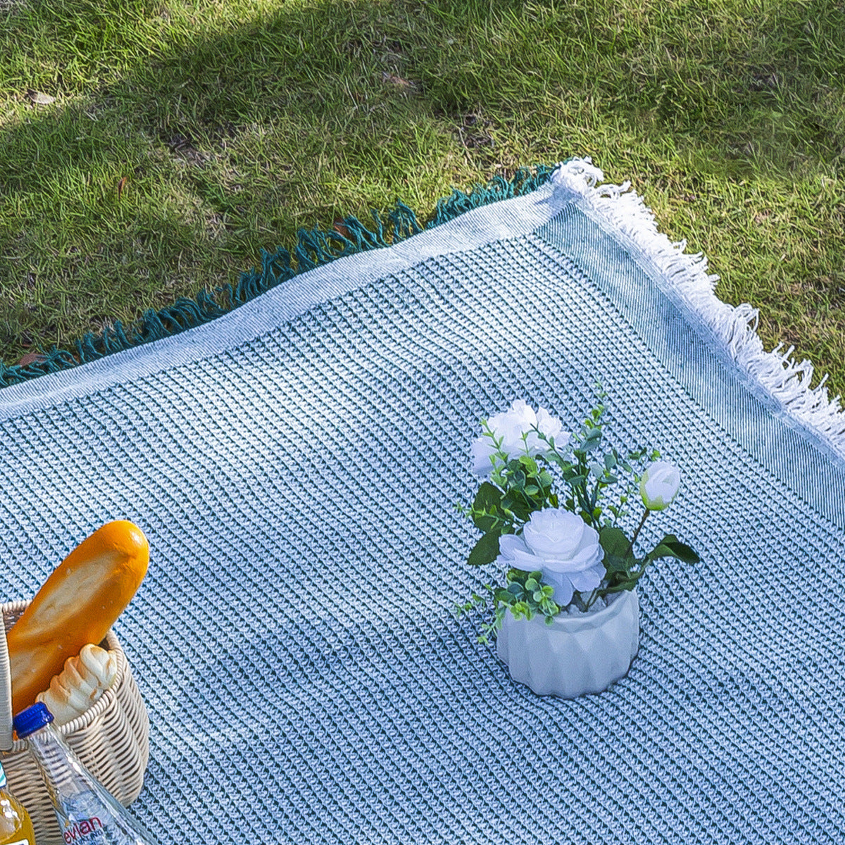 Cotton Picnic Blanket, Washable Camping Mat for Beach, Park & Lawn