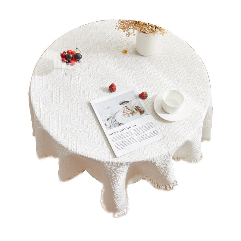 Cotton and Linen Honeycomb Tablecloth, Nordic Washable Table Cover for Dining & Coffee Tables