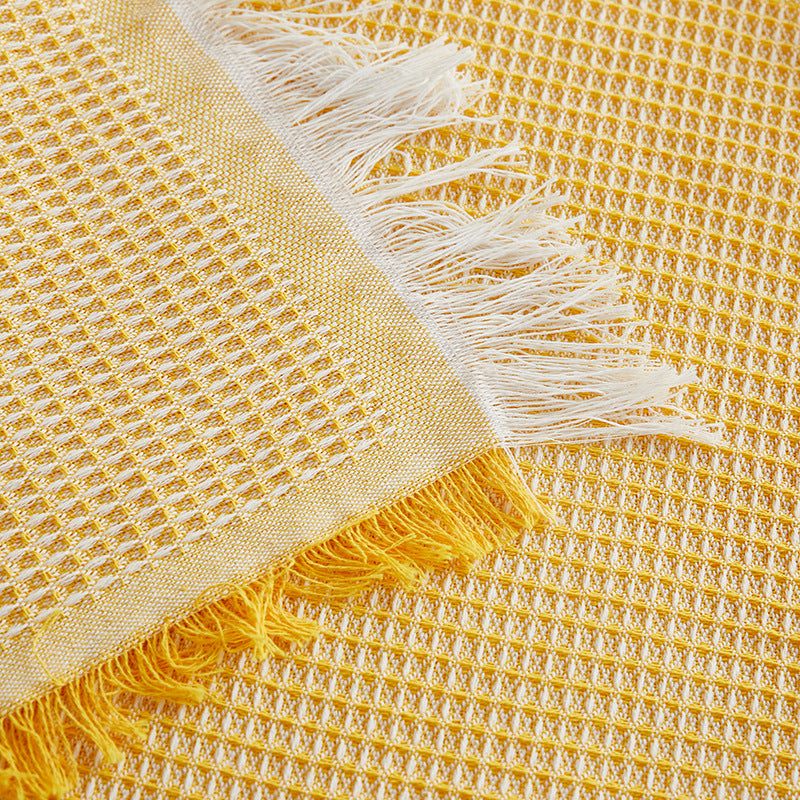 Cotton and Linen Waffle Tablecloth, Washable Table Cover for Dining & Coffee Tables