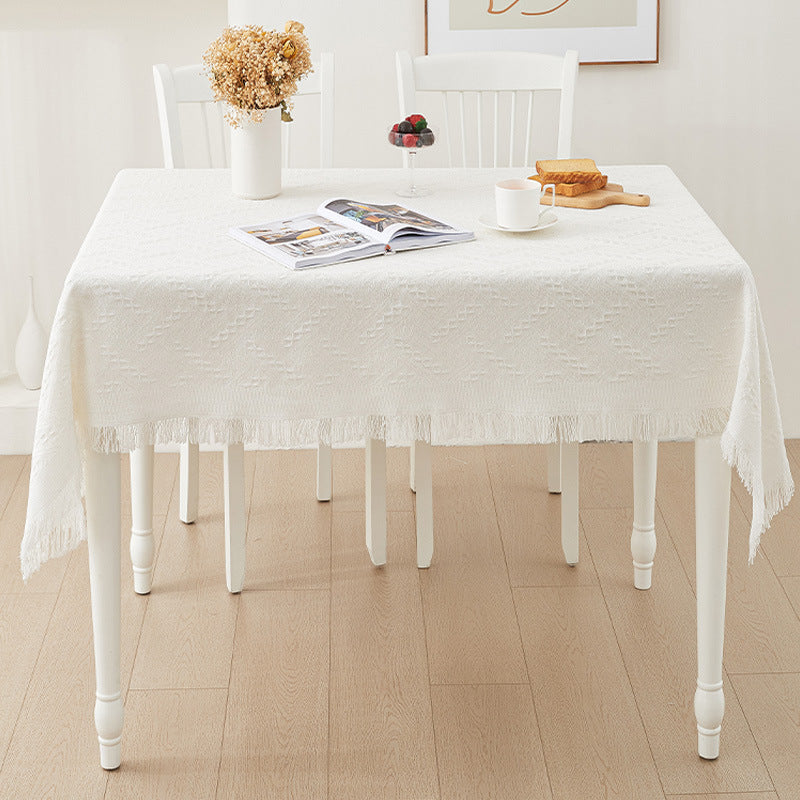 Cotton and Linen Honeycomb Tablecloth, Nordic Washable Table Cover for Dining & Coffee Tables