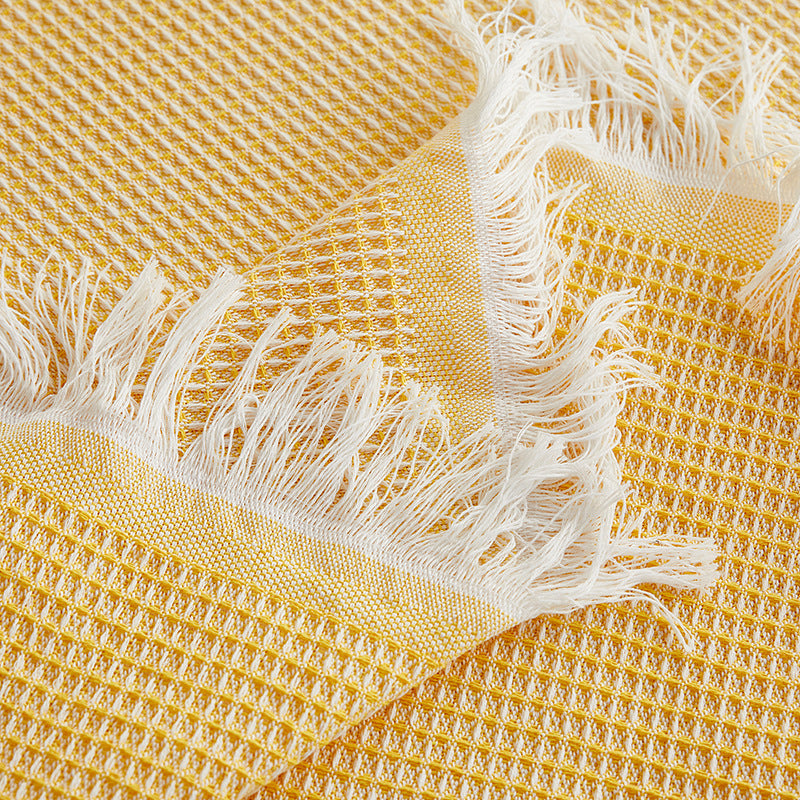 Cotton and Linen Waffle Tablecloth, Washable Table Cover for Dining & Coffee Tables