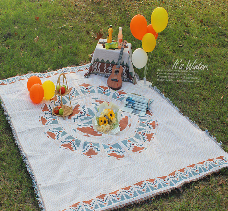 Ethnic Style Picnic Blanket, Multi-Use Throw & Camping Mat for Outdoor & Home