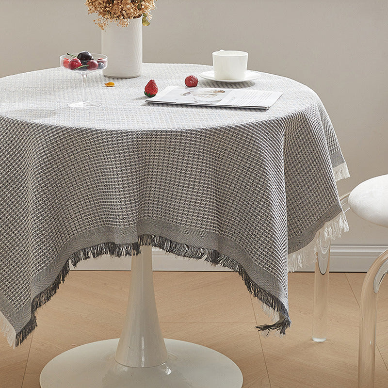 Cotton and Linen Honeycomb Tablecloth, Nordic Washable Table Cover for Dining & Coffee Tables